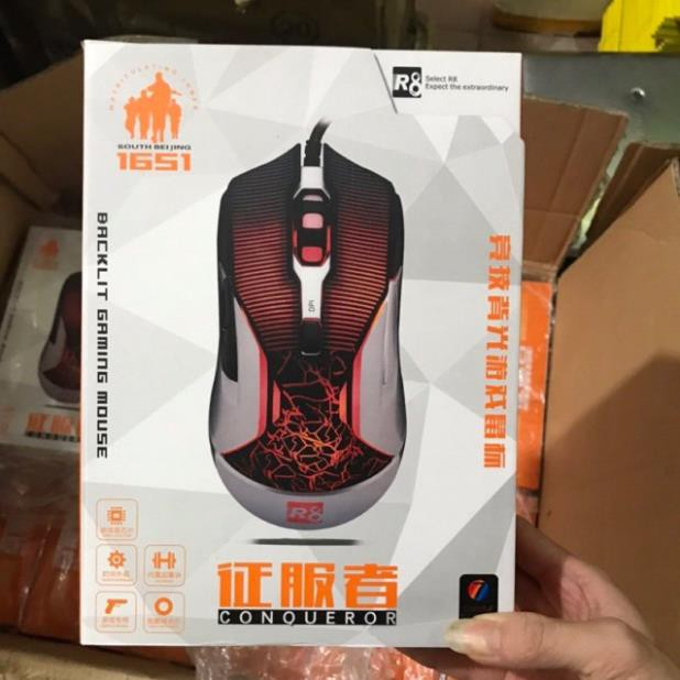 Chuột Gaming Có Dây R8 1651 - Chuột Chơi Game Có Đèn Led RGB 7 Màu- Chính Hãng
