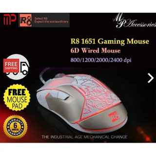 Chuột gaming có dây r8 1651 - chuột chơi game có đèn led rgb 7 màu- chính hãng