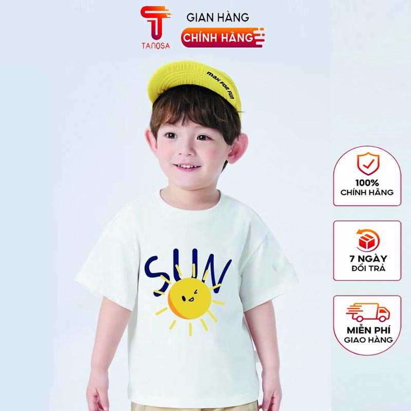 Áo thun cộc tay hình mặt trời Sun cho bé trai bé gái,áo phông TANOSA cho bé chất cotton size 13-33kg
