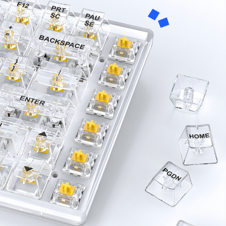 Bàn phím cơ LEAVEN trong suốt K840 84 phím - 20 chế độ LED Rainbow - Hot-swap  Bàn phím pha lê