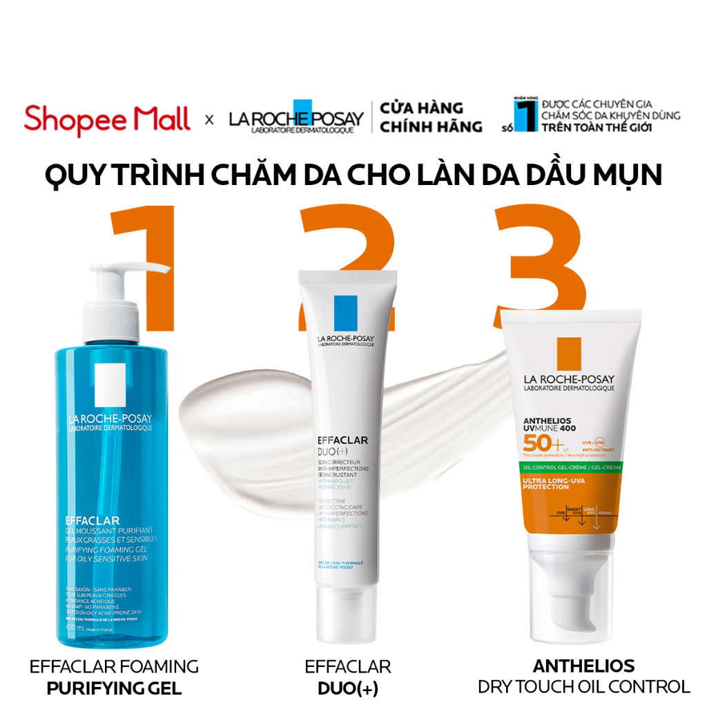 Bộ đôi kem chống nắng kiềm soát bóng nhờn La Roche-Posay Anthelios UV Mune 400 OIl Control Gel Cream 50ml