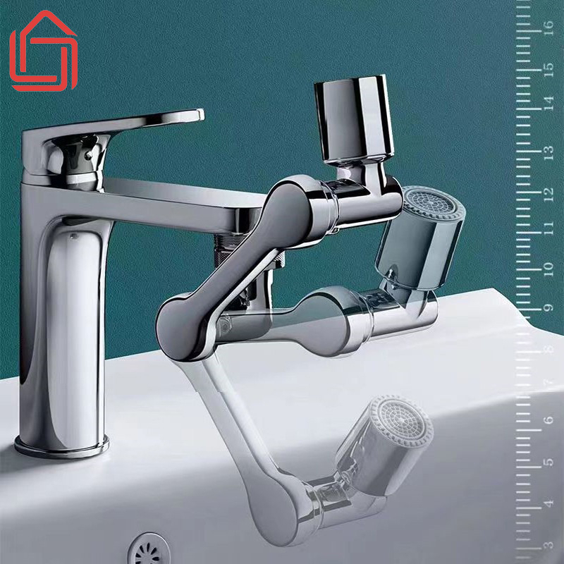 Đầu nối vòi nước thông minh xoay 1080 độ chất liệu hợp kim bạc