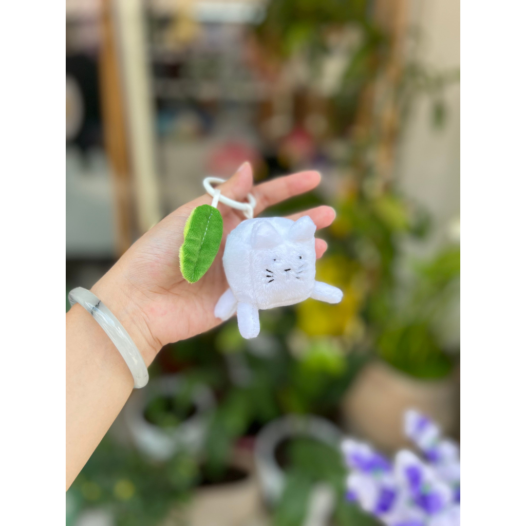 Móc khóa mè léo dễ thương, 4x4cm - gấu bông đình may