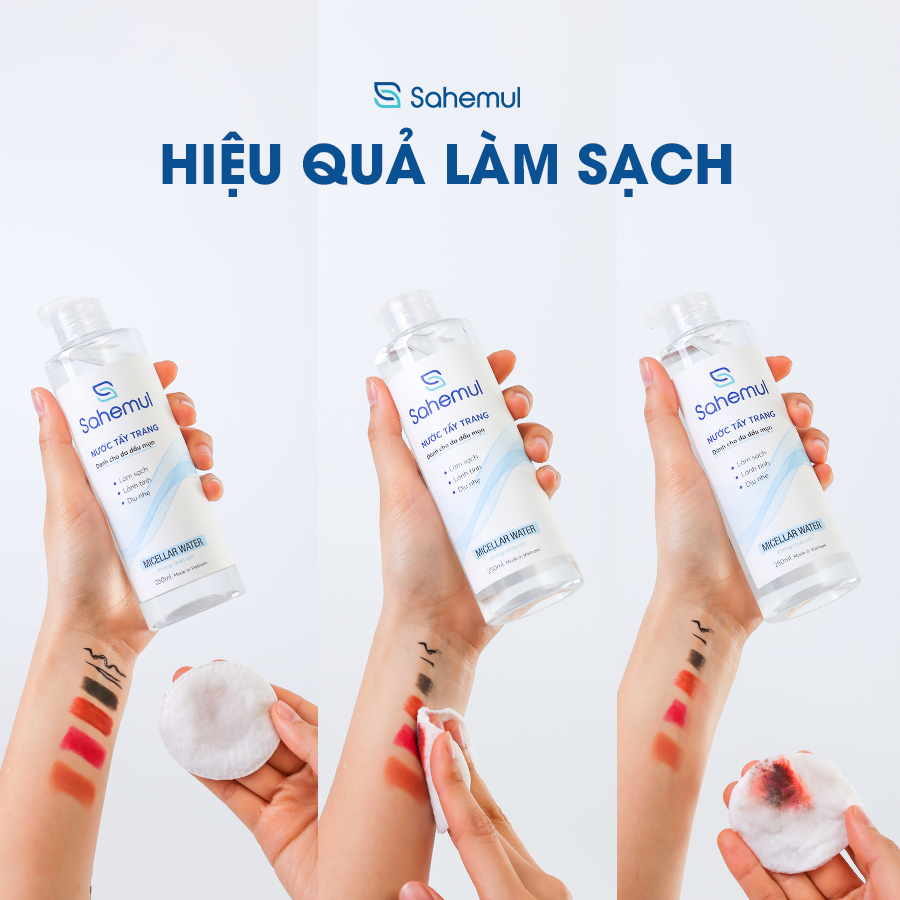 Nước Tẩy Trang Sahemul Micellar Water Lành Tính, An Toàn Dành Cho Da Dầu Mụn 250ml