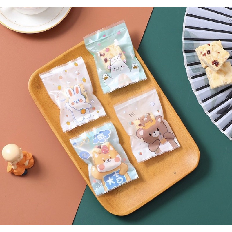 Vỏ túi đựng kẹo nougat noughat kẹo hạnh phúc bánh qui hàn miệng 50 túi/set greenkios
