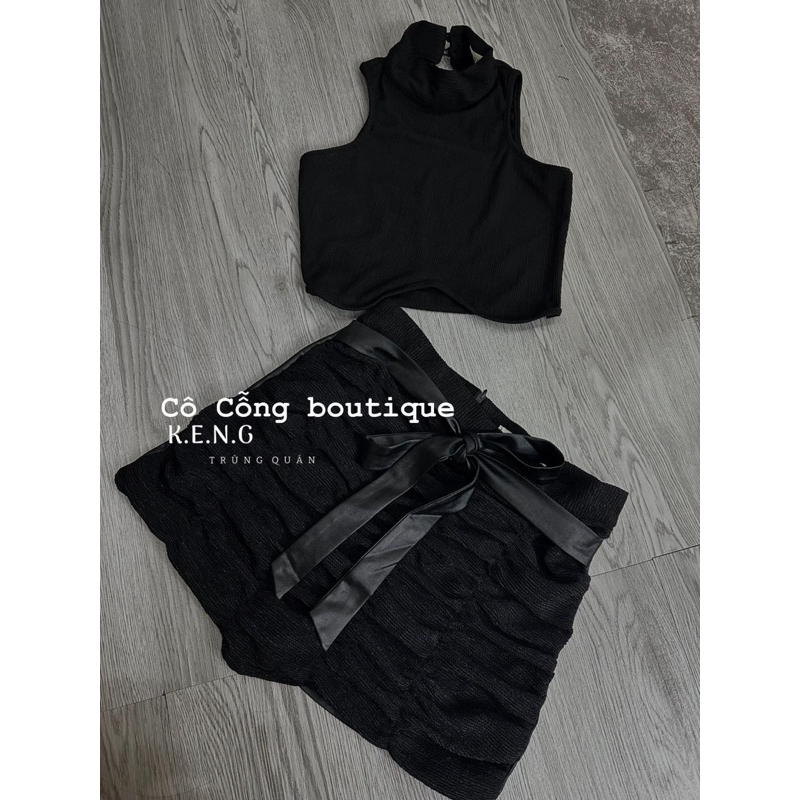 Sét áo váy nữ sexy đính nơ