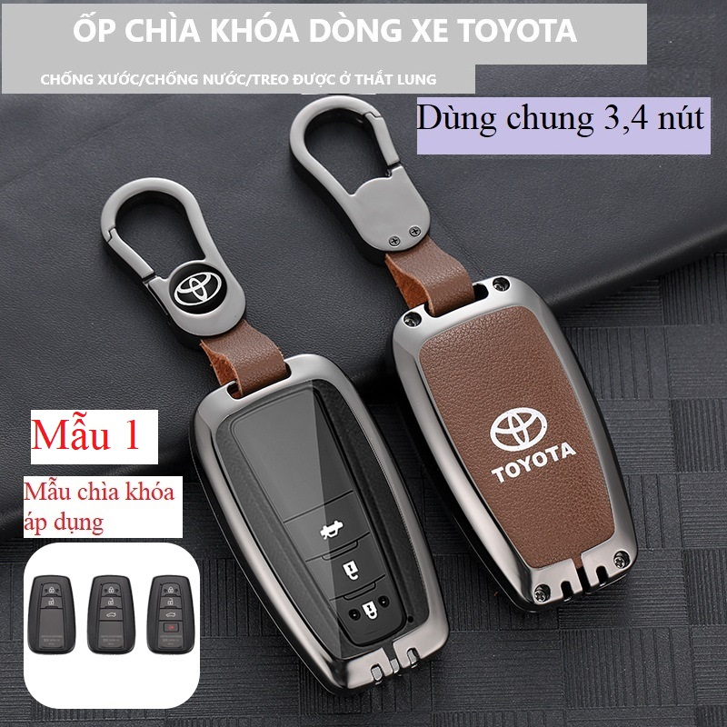 Ốp chìa khóa cao cấp xe Toyota Cross, Camry,Altis, Prado, Fortuner, Hilux,Cruise ( dùng chung 3,4 nút)