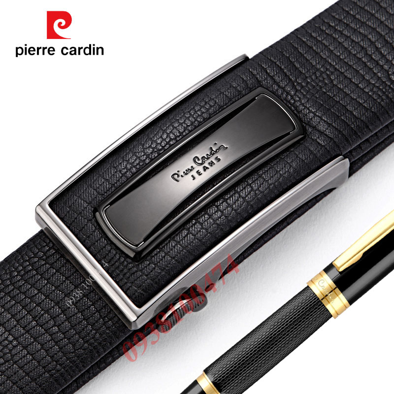 Dây nịt nam Pierre Cardin chính hãng da bò dập vân sang trọng khóa rút chốt tự động