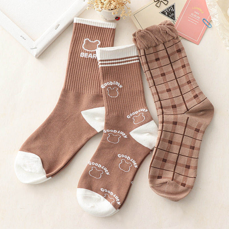 Tất vớ cổ cao nữ phong cách vintage Hàn Quốc, chất liệu cotton co giãn thoáng khí - Sope Shop