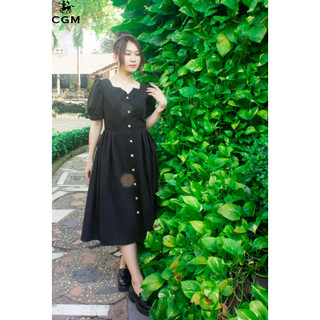 [𝐂𝐆𝐌] 𝐁𝐥𝐚𝐜𝐤 𝐃𝐫𝐞𝐬𝐬( Đầm đen chất kaki lụa không nhăn, 2 lớp, bên trong lót lụa Habutai)