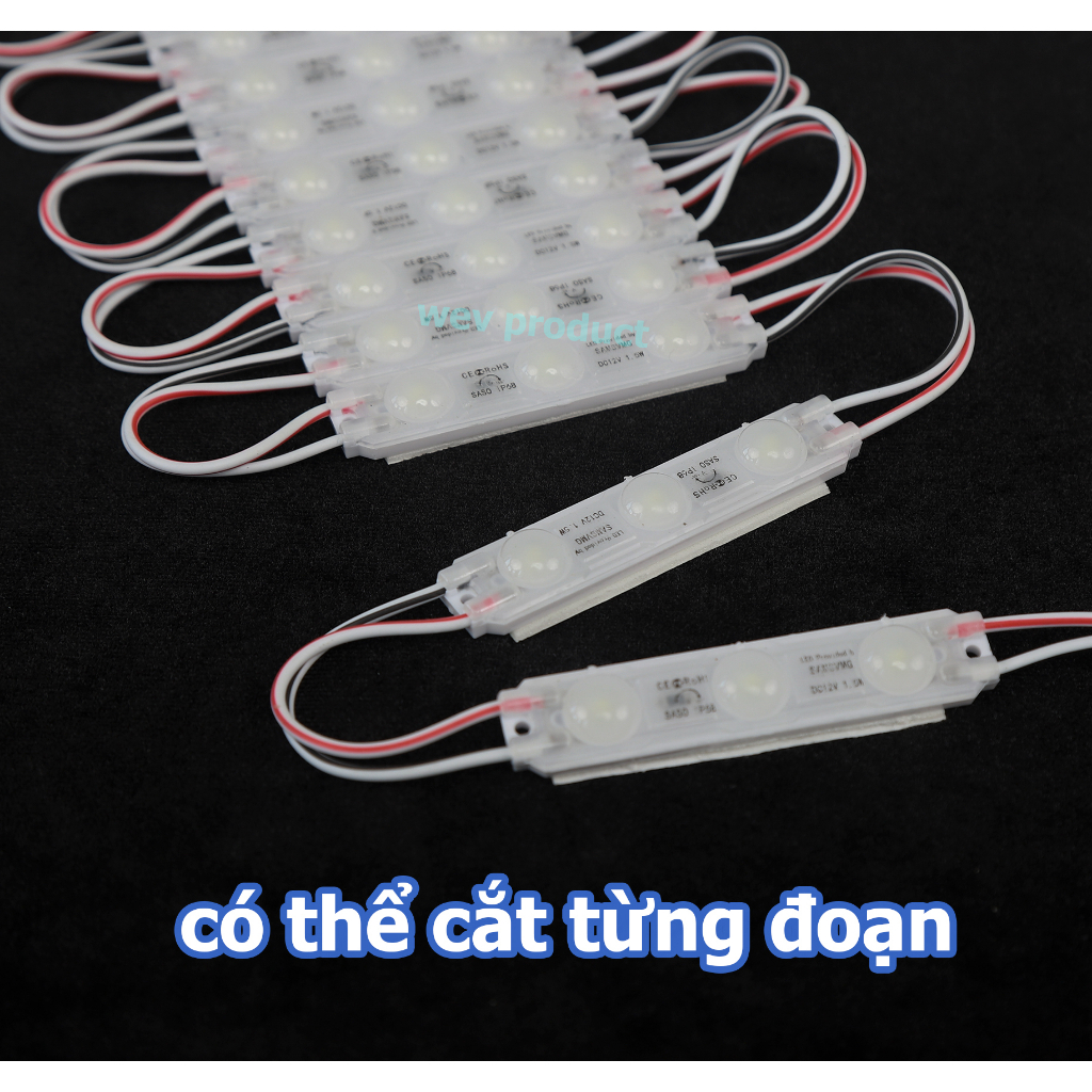 Led Hắt 3 Bóng, led modul siêu sáng 12V Vỉ 20 Thanh làm biển quảng cáo,trang trí ngoài trời