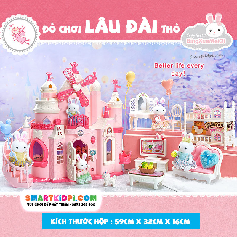 Đồ chơi lâu đài thỏ siêu to bằng nhựa cao cấp đáng yêu cho bé