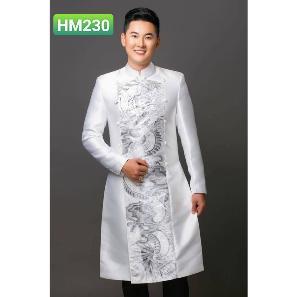 Áo dài cách tân nam hoạ tiết rồng vẽ tay cao cấp