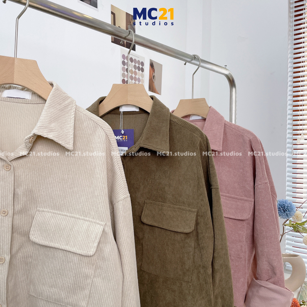 Áo sơ mi nhưng tăm MC21.STUDIOS oversize Unisex nam nữ form rộng bigsize Ulzzang Streetwear Hàn Quốc vải xịn A3506