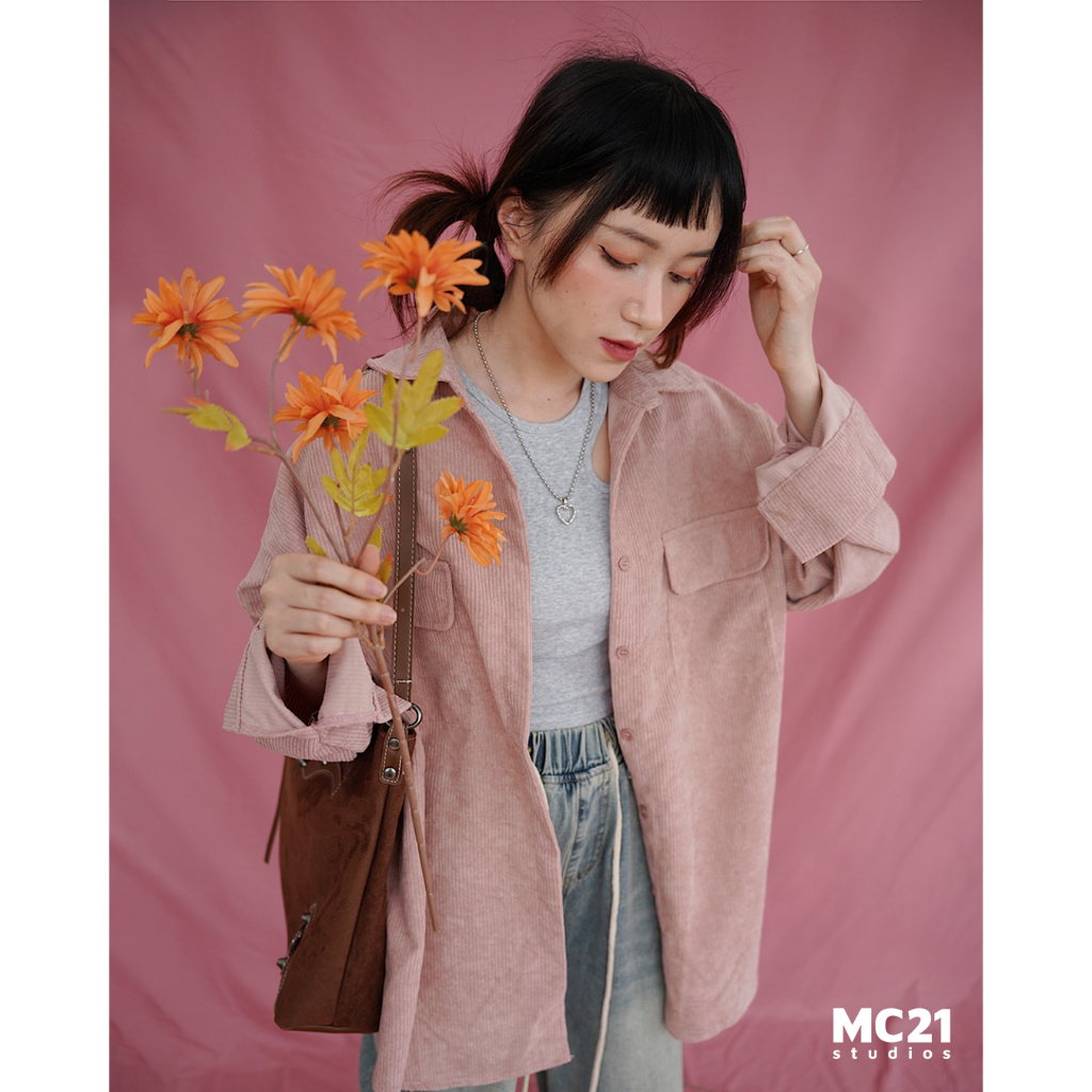 Áo sơ mi nhưng tăm MC21.STUDIOS oversize Unisex nam nữ form rộng bigsize Ulzzang Streetwear Hàn Quốc vải xịn A3506