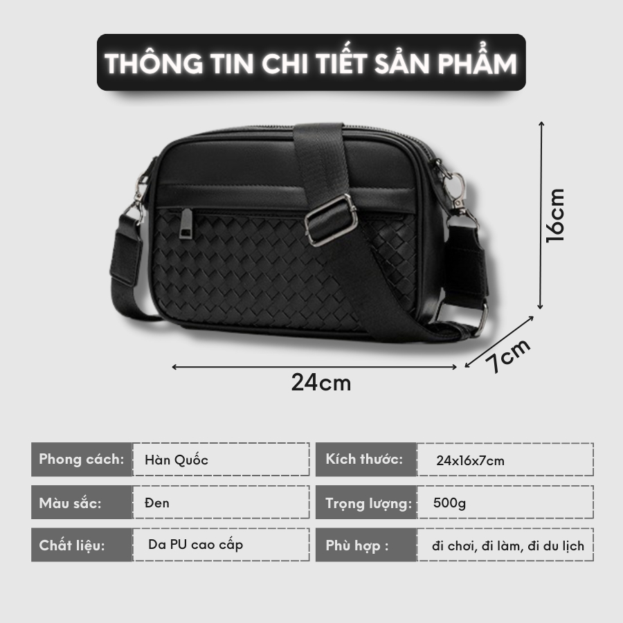 Túi đeo chéo nam da Pu cao cấp thời trang unisex chống nước Tomado TD03