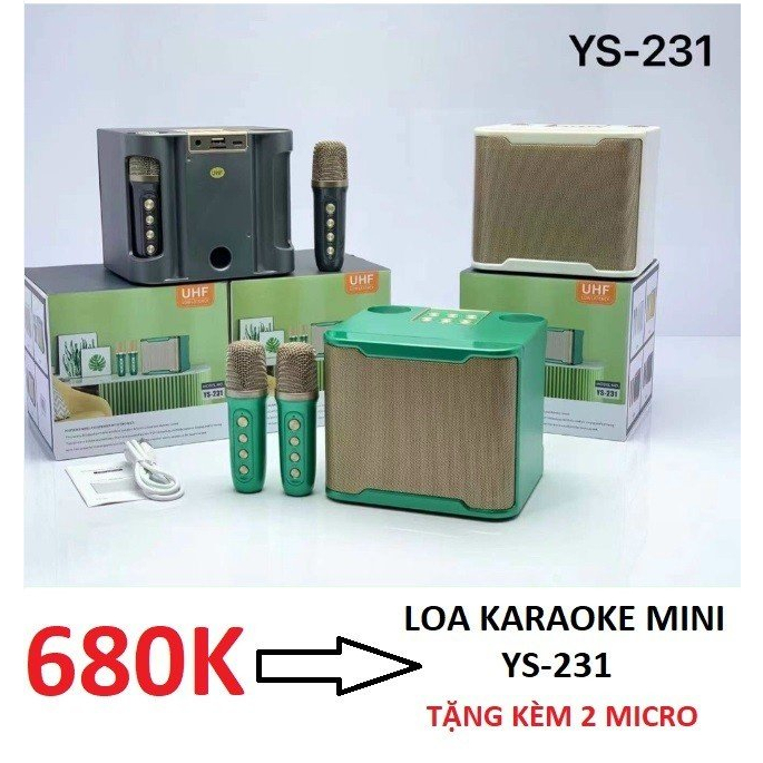 Loa Karaoke Bluetooth SU-YOSD YS 231 Kèm 2 Micro Không Dây Siêu Hay - Chỉnh Echo - Reverb - Effect - Đổi Giọng