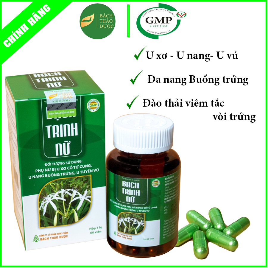 BẠCH TRINH NỮ tiêu u nang, đa nang buồng trứng, u xơ tử cung, viêm tắc vòi trứng, u vú an toàn lành tính (60 viên)