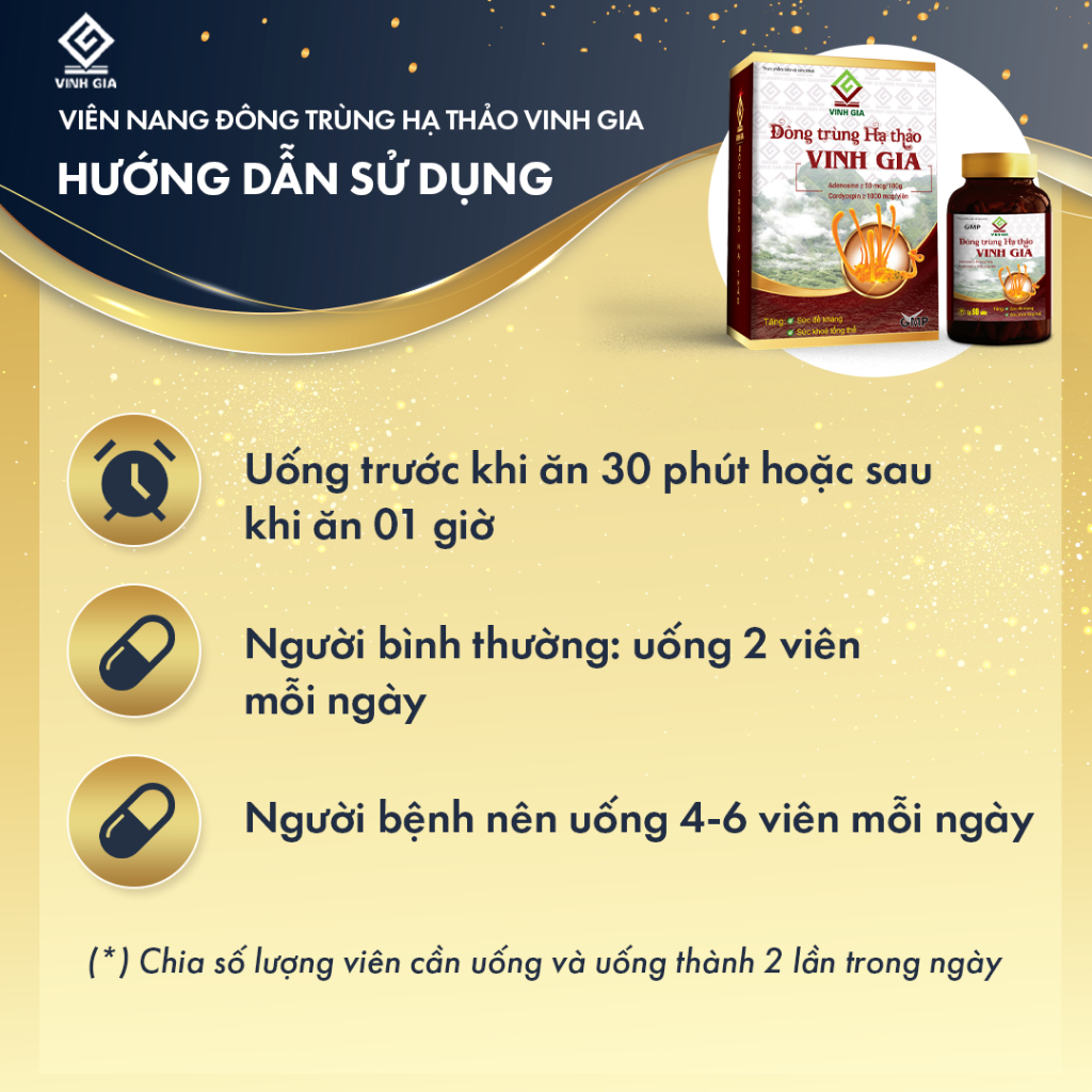 [MUA 1 TẶNG 1] Combo 2 Hộp Viên Nang Đông Trùng Hạ Thảo Vinh Gia Giúp Tăng Cường Sức Đề Kháng Cho Mọi Lứa Tuổi - Hộp 60V