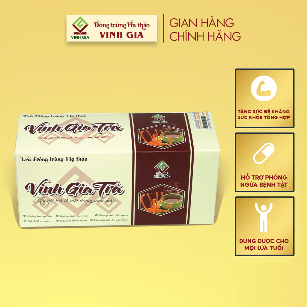 [MUA 1 TẶNG 1] Combo 2 Hộp Trà Đông Trùng Hạ Thảo Vinh Gia Giúp Tăng Sức Đề Kháng Dành Cho Mọi Lứa Tuổi – Hộp 24 Gói