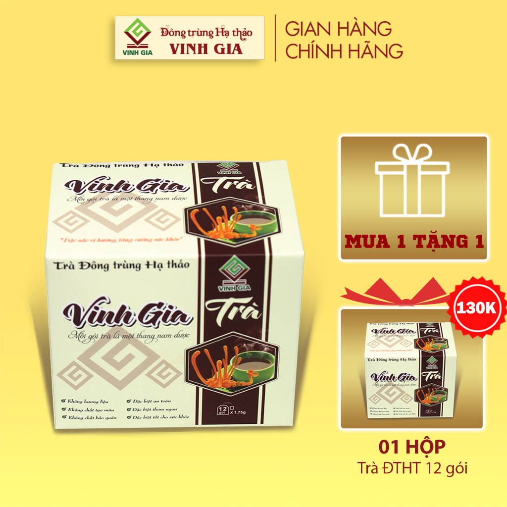 [MUA 1 TẶNG 1] Combo 2 Hộp Trà Đông Trùng Hạ Thảo Vinh Gia Giúp Tăng Sức Đề Kháng Dành Cho Mọi Lứa Tuổi – Hộp 12 Gói