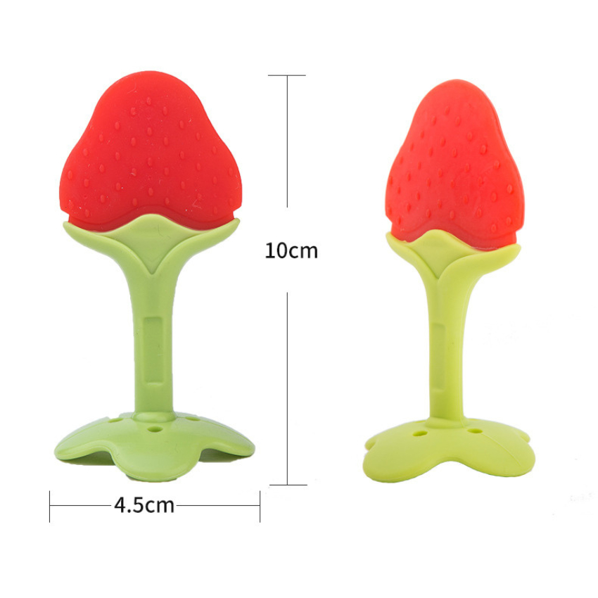 Gặm nướu hình trái cây silicon siêu mềm có hộp đựng an toàn cho bé