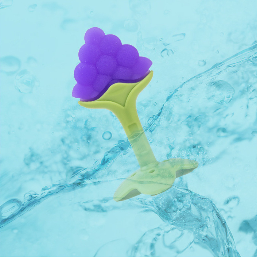 Gặm nướu hình trái cây silicon siêu mềm có hộp đựng an toàn cho bé