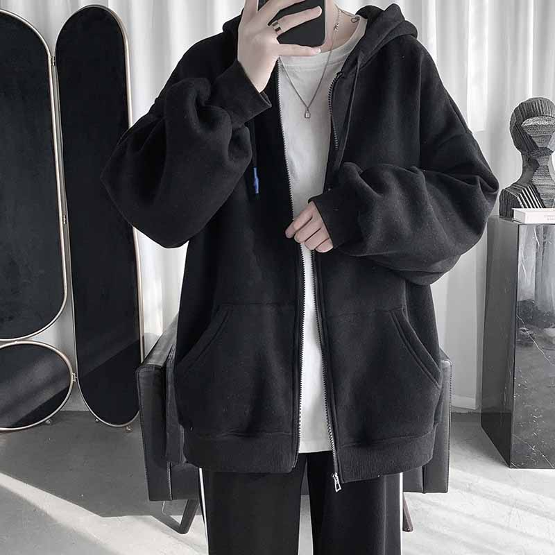 [ VẢI NỈ - SIÊU ĐẸP ] Áo Khoác hoodie form rộng Đen Khoá Kéo Siêu Hot 2023 dành cho nam và nữ M00