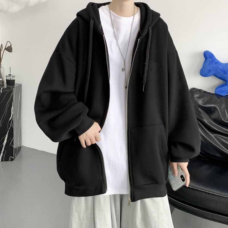 [ VẢI NỈ - SIÊU ĐẸP ] Áo Khoác hoodie form rộng Đen Khoá Kéo Siêu Hot 2023 dành cho nam và nữ M00