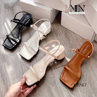 Cao gót nữ gót trụ tròn 5p hai dây mãnh hậu gài f0767