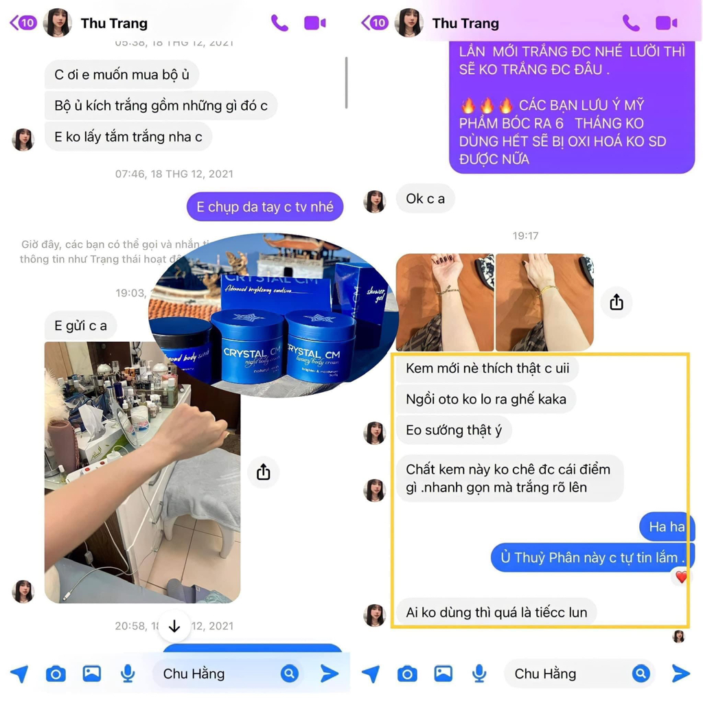 COMBO 5 KEM TƯƠI CHÍNH HÃNG CYSTAL CM CHU HẰNG