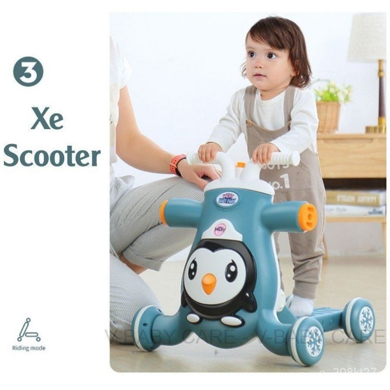 Xe tập đi cho bé đa năng 3 trong 1, Xe tập đi có nhạc và đèn cao cấp