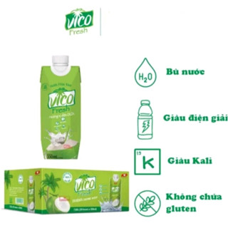 Thùng 24 Hộp Nước Dừa Tươi Vico Fresh 330ml - Vị Dừa Dứa