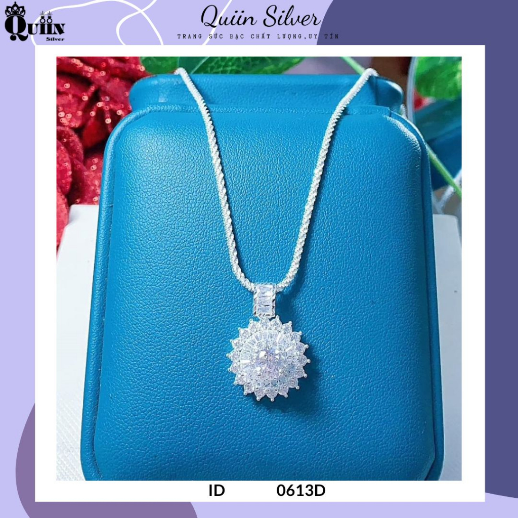 Dây chuyền/Vòng cổ bạc ta, bạc S925 Quiin - Mặt hình hoa mặt trời nhiều cánh dành cho nữ 0613D