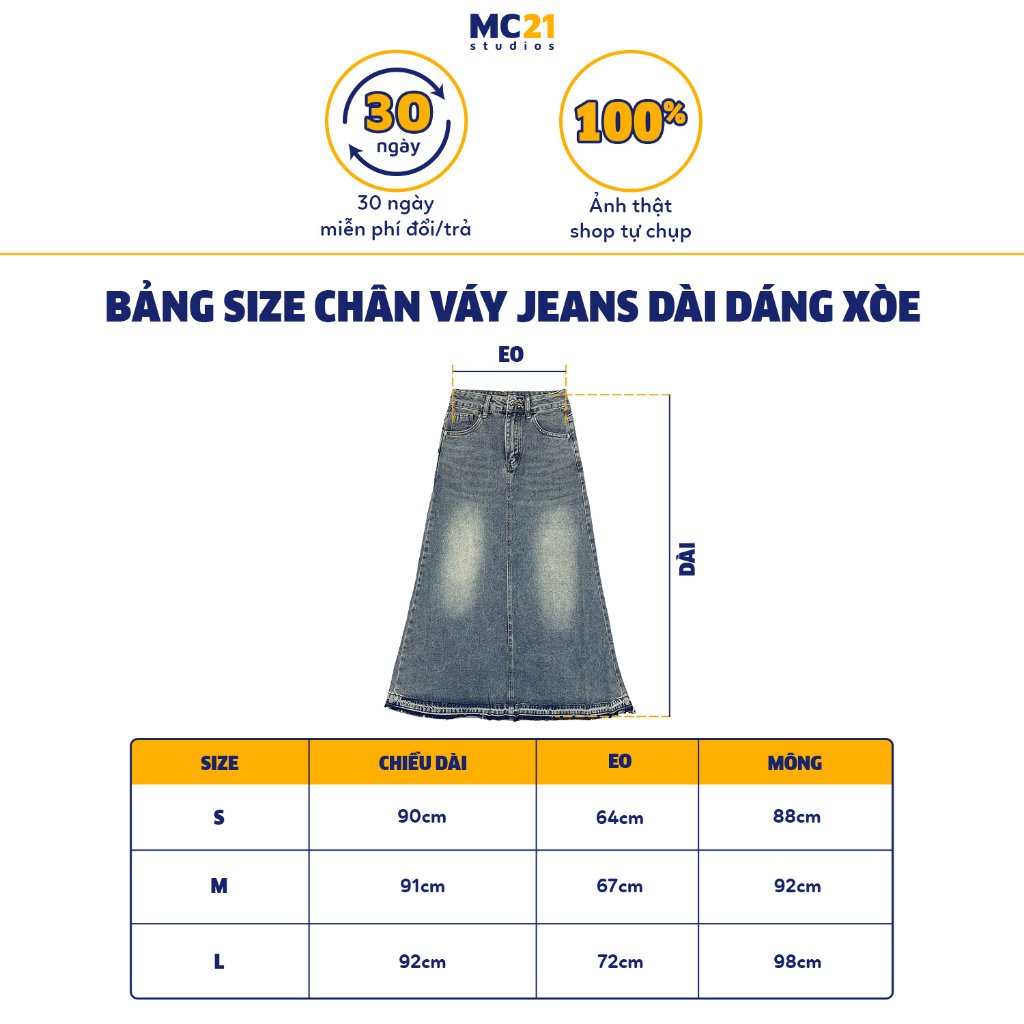 Chân váy jeans dài dáng xoè nhẹ MINIONCLOTHING lưng cạp cao bigsize Ulzzang Streetwear Hàn Quốc chất bò dày dặn V3502