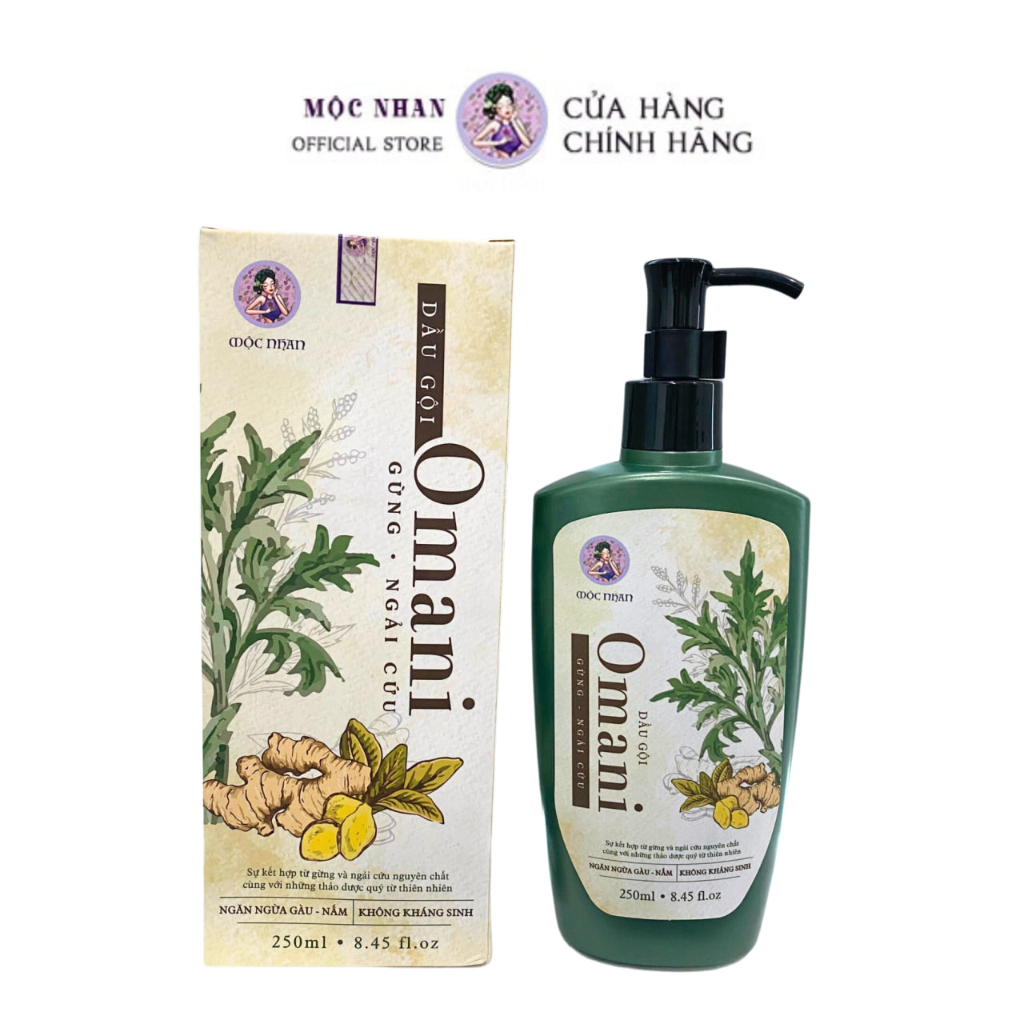 Dầu gội gừng ngải cứu Omani - Ngăn ngừa gàu nấm với thảo mộc lành tính MỘC NHAN - 250ml