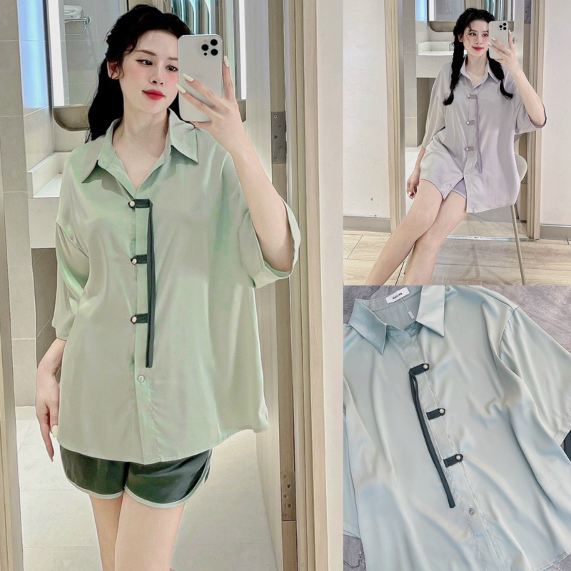 BỘ PYJAMA CỘC ĐÙI PHỐI MÀU QUẢNG CHÂU CAO CẤP