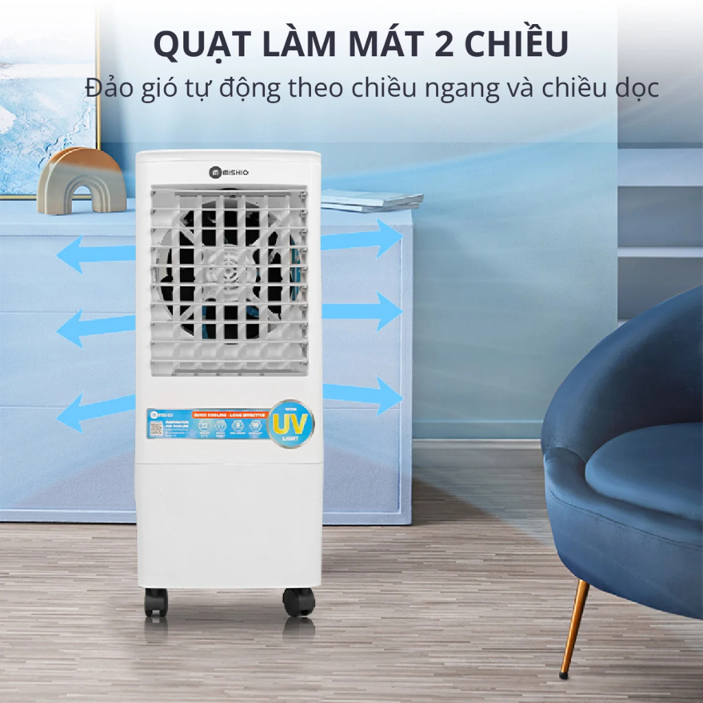 Máy làm mát không khí Mishio MK310 diệt khuẩn tia UV dung tích 20L