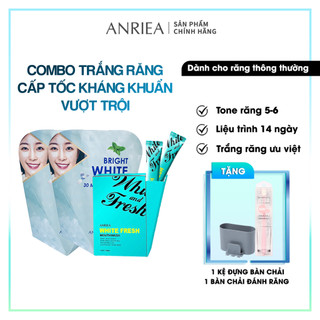 Liệu trình trắng răng cấp tốc 14 ngày Anriea + 1 Hộp nước súc miệng TẶNG 1 KỆ Đựng Bàn Chải +1 bàn chải 2A06.A09.A13.A16