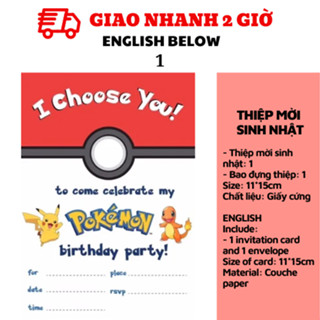 Thiệp mời Pokemon Invitation Card ivtc23