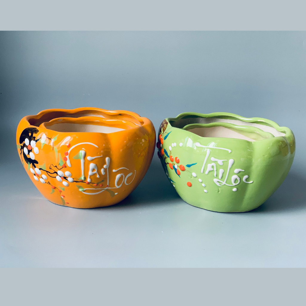 Chậu gốm sứ tài lộc, chậu trồng cây mini, sen đá