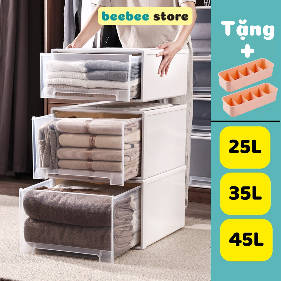 Hộp Ngăn Kéo Đựng Quần Áo Size Cực Đại, Hộp Đựng Quần Áo Bằng Nhựa Có Thể Xếp Chồng Q006