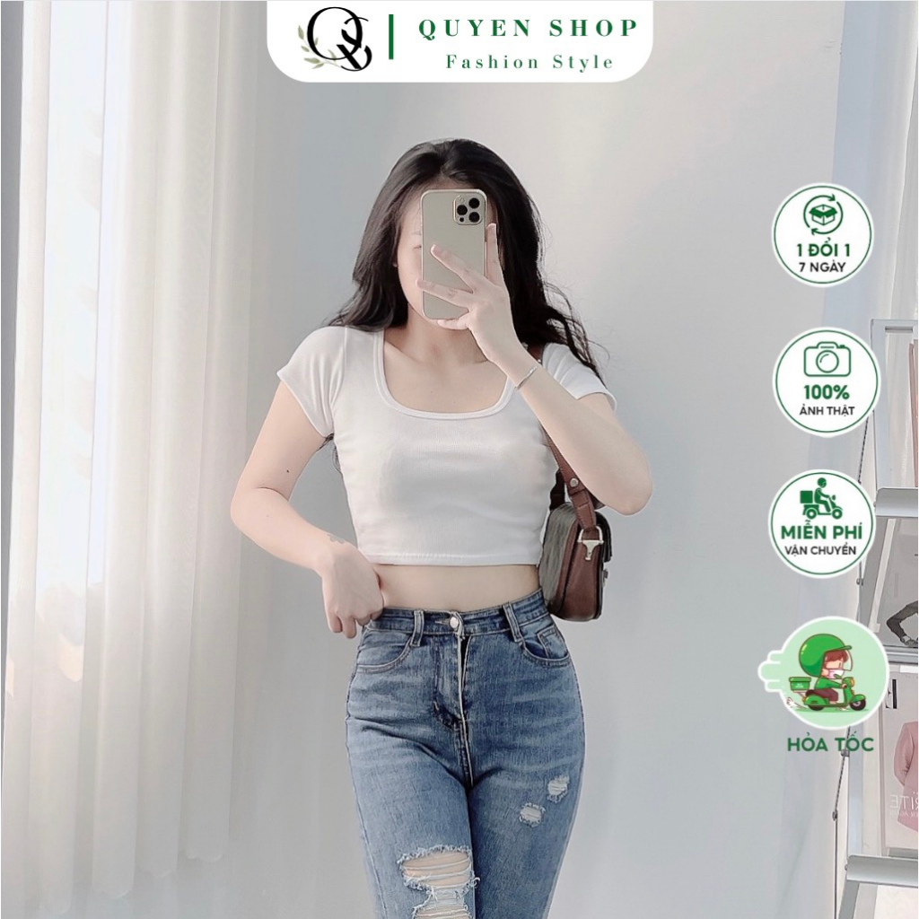 Áo Thun Cổ Vuông Croptop 02 QS QUYEN SHOP