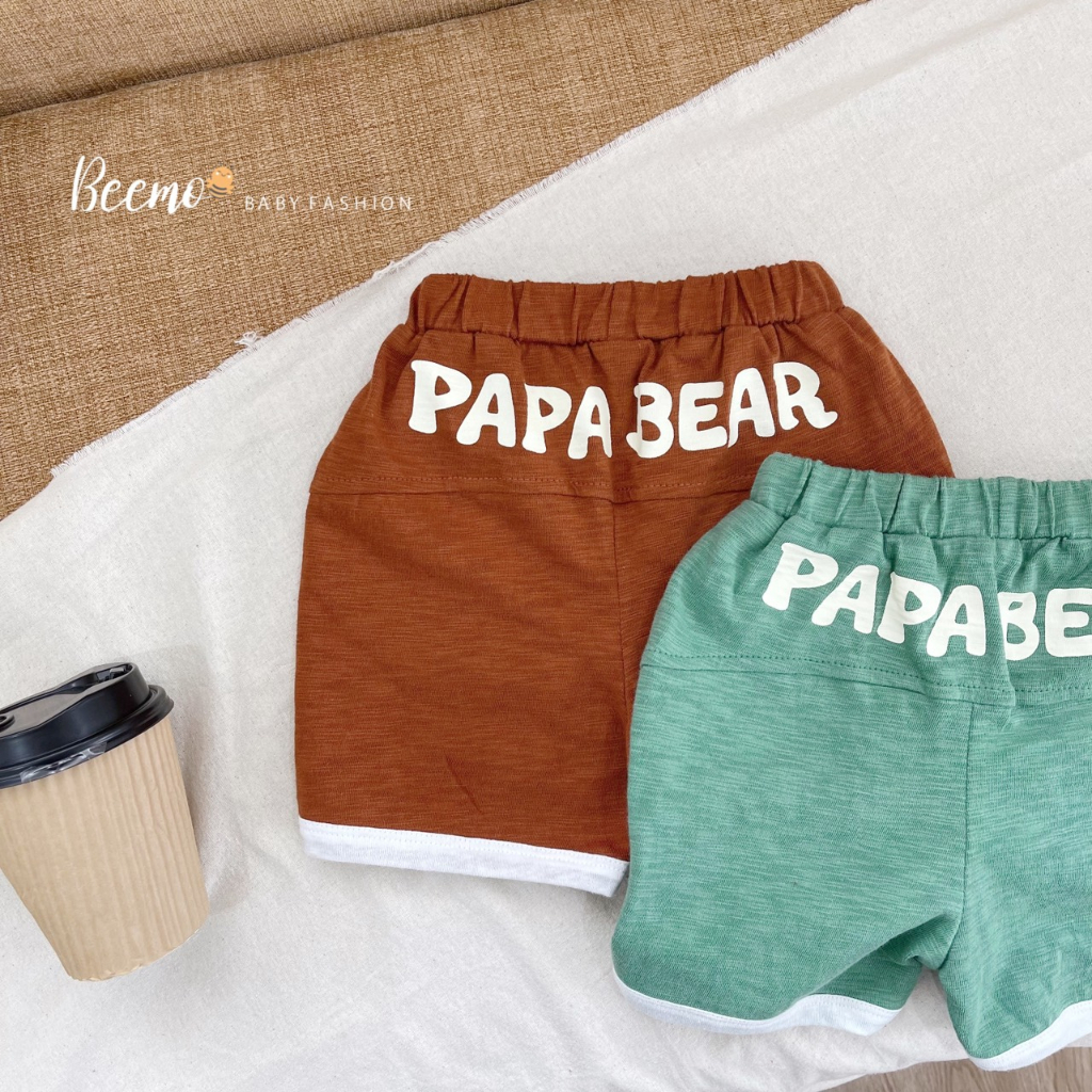 Set bộ cộc tay ba lỗ Beemo cho bé trai PapaBear vải cotton mát mẻ, thấm hút mồ hôi mặc hè cho bé từ 1 - 7 tuổi 23105B