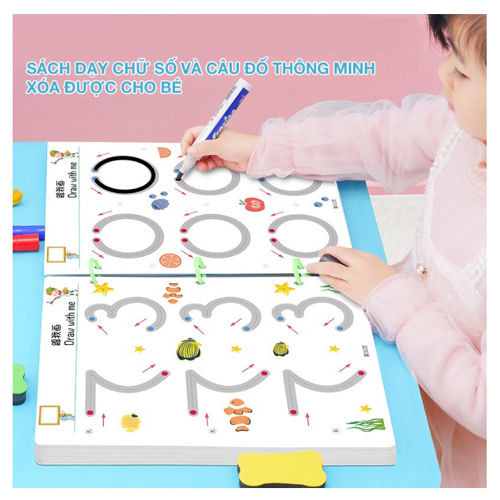 Vở viết xóa thông minh 64 trang - đồ chơi giáo dục montessori (2-6 tuổi ) TN0035