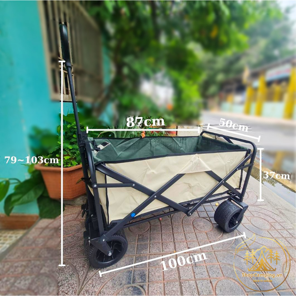 Xe kéo dã ngoại gấp gọn, xe đựng đồ bánh lớn cho du lịch, cắm trại dã ngoại Camping VietNam