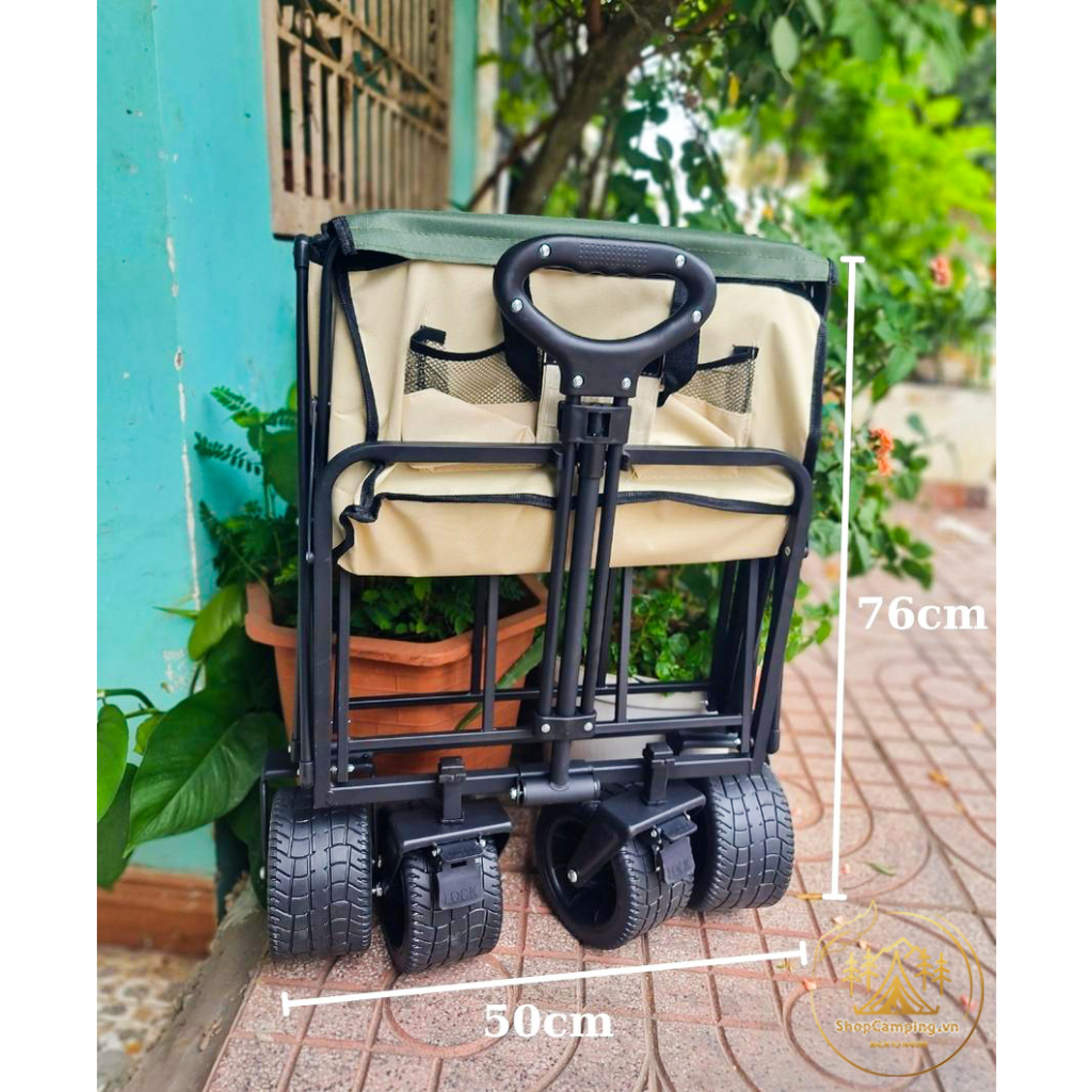 Xe kéo dã ngoại gấp gọn, xe đựng đồ bánh lớn cho du lịch, cắm trại dã ngoại Camping VietNam