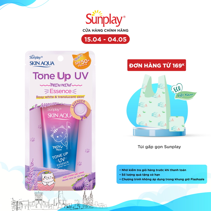 Tinh chất chống nắng nâng tông dành cho mọi loại da Sunplay Skin Aqua Tone Up UV Essence Lavender SPF50+ PA++++ 