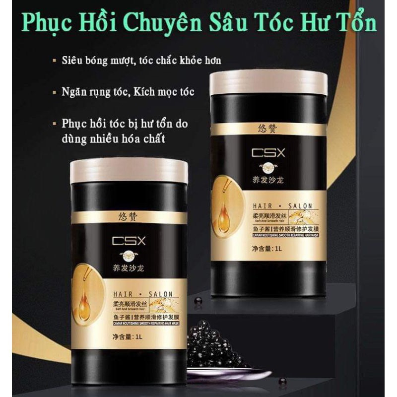 Dầu Xả Tóc Hương Nước Hoa, Kem Ủ, Hấp Tóc Suôn Mượt Chiết Xuất Trứng Cá Tầm Phục Hồi Tóc Hư Tổn 1000ml