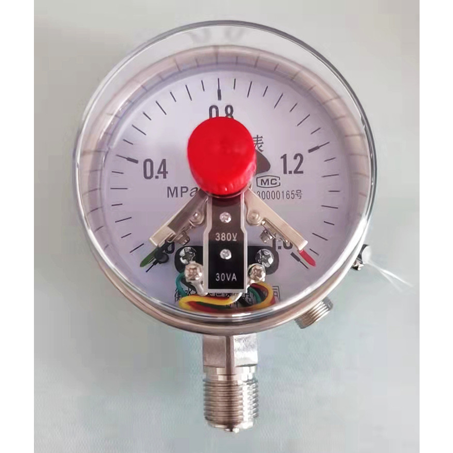 Đồng hồ 3 kim chân ren G1/2'' YXC100BF 0-1.6mpa thép ko gỉ